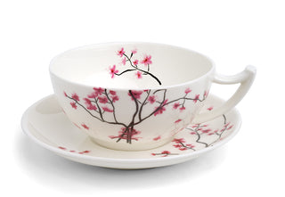 Jumbotasse und Untere "Cherry Blossom",  0,35 l, Bone China