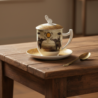 Kräuterteetasse "Sepia Elephant", 0,35 l, 4tlg., Fine Bone China