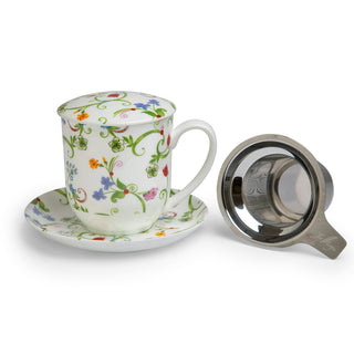 Kräuterteetasse "Fleurette" mit Filter,  0,35 l, 4tlg, Bone China
