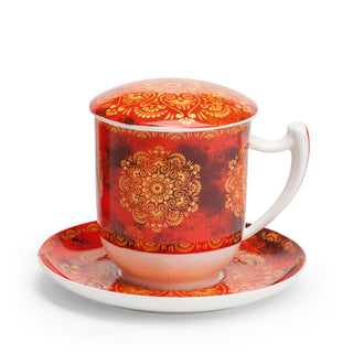 Kräuterteetasse  "Tiziana" mit Filter, 0,35 l, 4tlg, Bone China