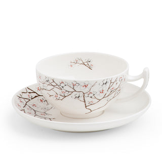 Tasse und Untere "White Cherry", 0,18 l, Bone China