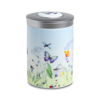 Teedose "Papillon" mit Aromadeckel, für ca. 100 g, H. 11 cm, Porzellan