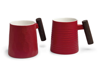 Becher "Rouge" mit Holzgriff, 0,32 l / 2er-Set, Porzellan