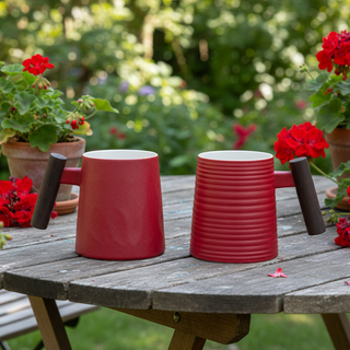 Becher "Rouge" mit Holzgriff, 0,32 l / 2er-Set, Porzellan