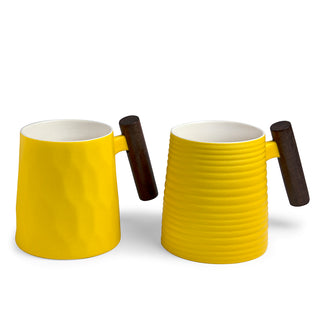 Becher mit Holzgriff "Amalfi", 2er-Set, Porzellan, 0,4 l