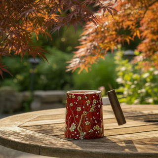 Becher "Tara" mit Holzgriff, 0,4 l, Porzellan