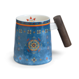 Becher "Agadir" mit Holzgriff, 0,4 l, Porzellan