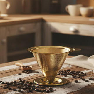Edelstahl Kaffedauerfilter "Gold", H. 8,5 cm, Ø oben 11 cm, unten 10 cm