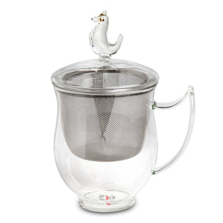 Kräuterteetasse "Sieglinde" aus Glas, 3tlg,  mit Edelstahlfilter, 0,35 l