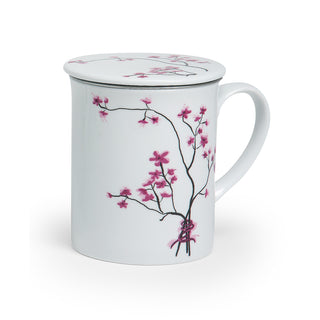 Kräuterteetasse  "Cherry Blossom" mit Deckel und Edelstahlsieb, 0,3 l, im Geschenkkarton