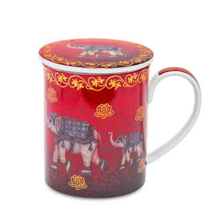 Kräuterteetasse XL "Nelson" mit Deckel und Edelstahlsieb, 0,5 l, Porzellan, im Geschenkkarton
