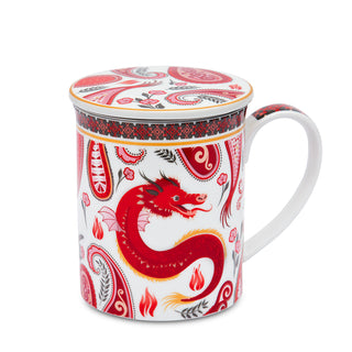 Kräuterteetasse XL "Zora", mit Deckel und Edelstahlsieb, 0,5 l, Porzellan, im Geschenkkarton