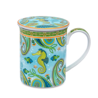 Kräuterteetasse XL "Sieglinde" mit Deckel und Edelstahlsieb, 0,5 l, Porzellan, im Geschenkkarton
