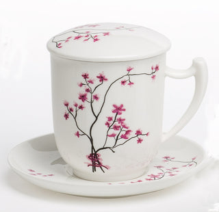 Kräuterteetasse "Cherry Blossom" mit Filter, 0,35 l, 4tlg., Bone China